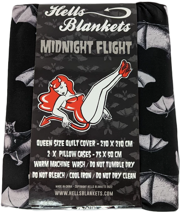 Budget 🔥 HELLS BLANKETS Bats Midnight Flight | QUEEN QUILT SET ✨ 8 Budget 🔥 HELLS BLANKETS Bats Midnight Flight | QUEEN QUILT SET ✨ - Image 6