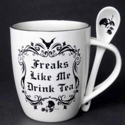 Cheap ⌛ ALCHEMY GOTHIC Bats Freaks Like Me Drink Tea | MUG AND SPOON SET 👍 -DECOR Sales Store alchemy gothic freaks like me drink tea mug and spoon set 1 5b2c0e92 461c 41b4 9f3e beec4f97461a 700x700