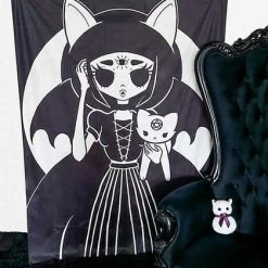 Coupon 😀 BESERK CRYPT Bats Cat Magick | TAPESTRY BLANKET 🥰