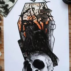 Flash Sale 🤩 GHOSTS OF OCTOBER Edgar Allan Poe The Raven [A4] | PRINT 🥰