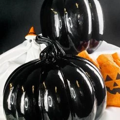 Best Pirce 😉 GOTHIC GIFTS Gothic Homewares Black [Glass] | PUMPKIN DECOR* 💯 -DECOR Sales Store gothic gifts black glass pumpkin decor set 4 700x700