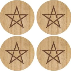 Hot Sale 🧨 GOTHIC GIFTS Pentacles & Pentagrams Engraved Pentagram | COASTER SET 🔥