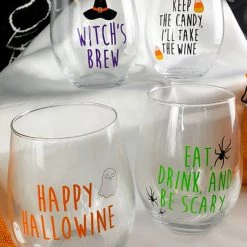 Coupon ⌛ GOTHIC GIFTS Ghosts 🦇 Halloween | STEMLESS WINE GLASS SET* 🛒