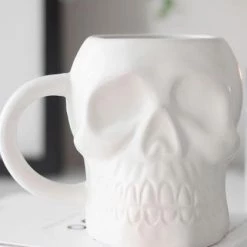 Wholesale 🎁 GOTHIC GIFTS Gothic Homewares Matte White | SKULL MUG 🤩