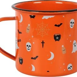 Best reviews of 😉 GOTHIC GIFTS Bats Orange 💀 Halloween Print | ENAMEL MUG 👍
