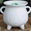 Hot Sale 😍 GOTHIC GIFTS Gothic Homewares White Pentagram Cauldron | OIL BURNER 😀