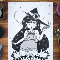 Best reviews of 🧨 PVMPKIN ART Gothic Homewares Green Witch | ART PRINT 👍
