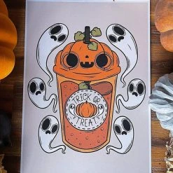 Best Pirce ✨ PVMPKIN ART Ghosts Trick Or Treat Pumpkin Juice | ART PRINT 🎉
