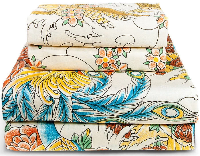 Budget π SIN IN LINEN All Geisha Garden Tattoo | QUEEN SHEET SET π 5 Budget π SIN IN LINEN All Geisha Garden Tattoo | QUEEN SHEET SET π - Image 4